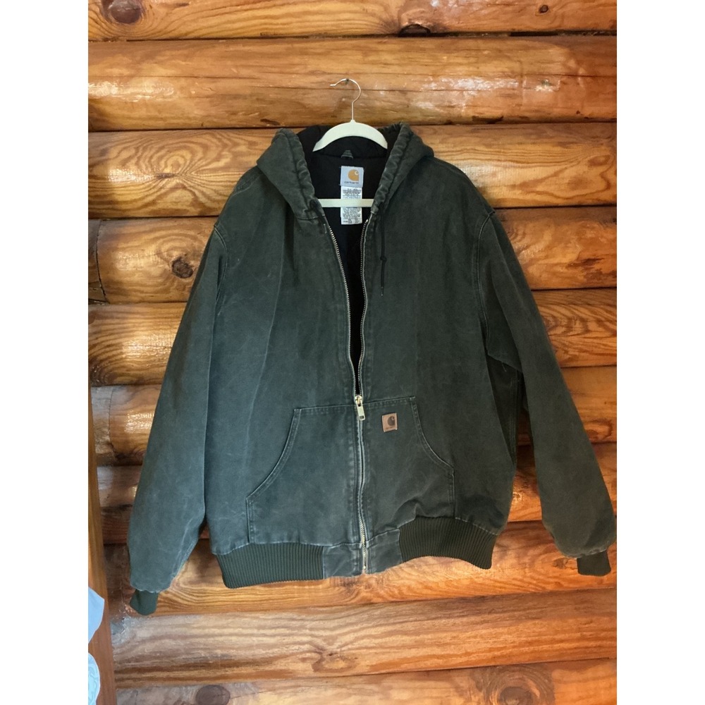 Carhartt J130 MOS Sandstone Active Jacket Moss Green‎ Mens 2XL Tall Quilt Lined